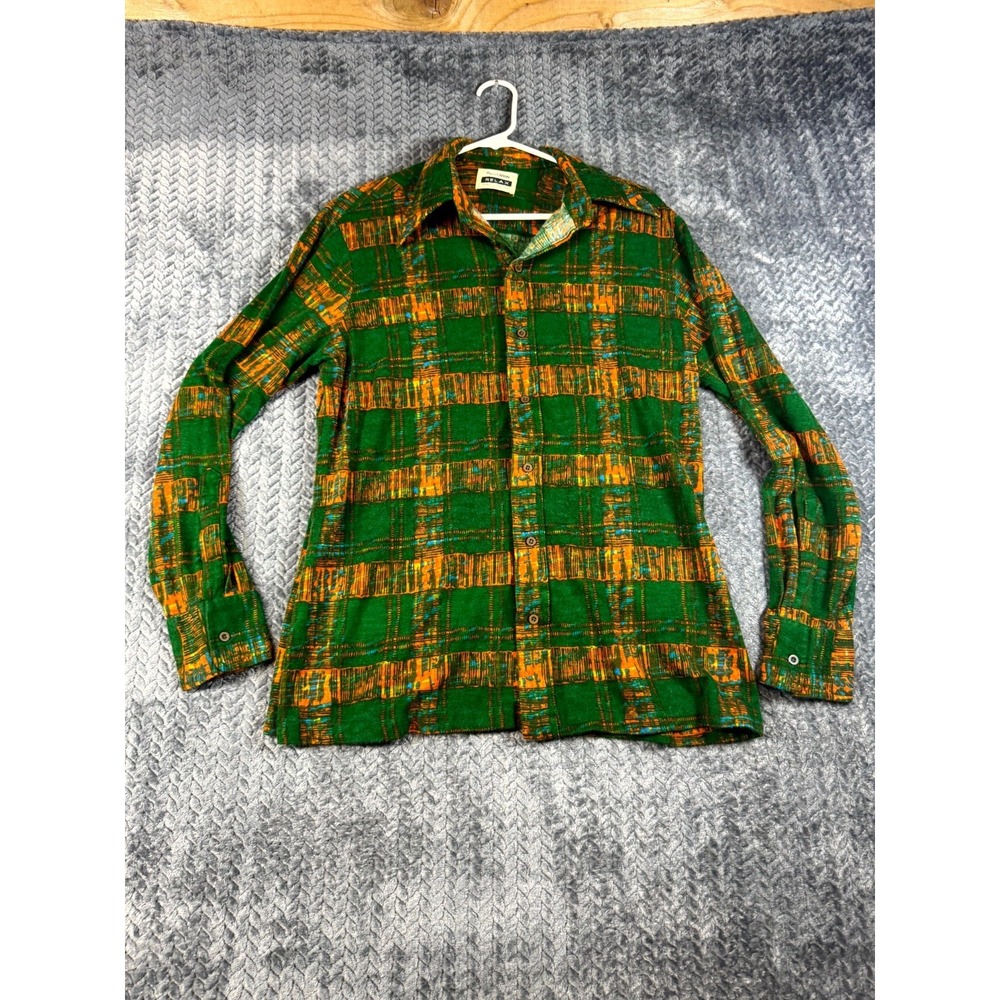 VTG Pierre Cardin Relax Shirt Mens Large Multicolor Plaid Tight Knit Button Up‎